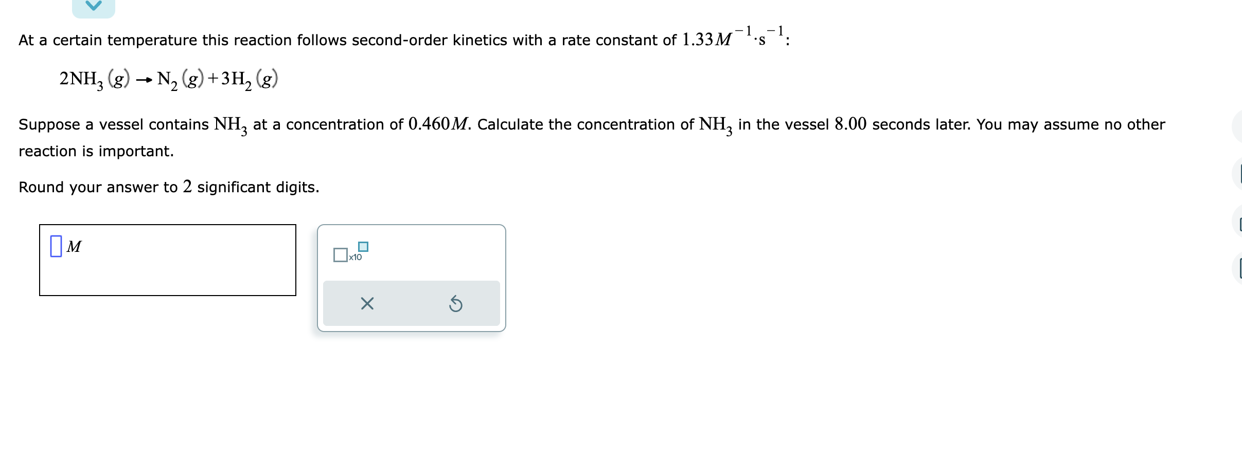 Solved At a certain temperature this reaction follows