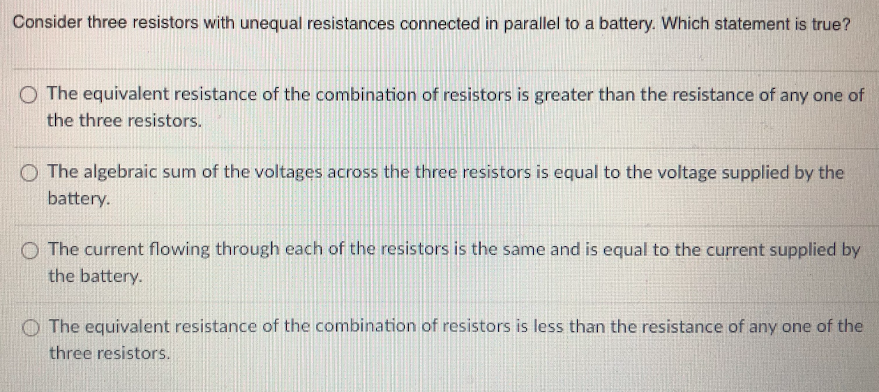 Solved Consider Three Resistors With Unequal Resistances