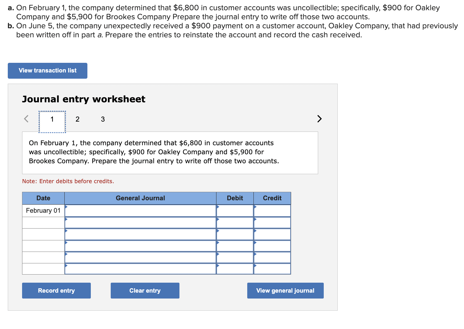 Solved On February 1, the company determined that $6,800 in 