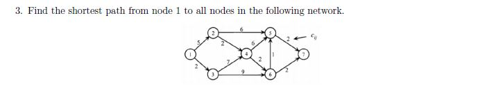 Solved 3. Find the shortest path from node 1 to all nodes in | Chegg.com