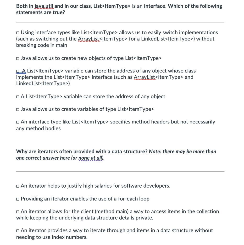 Solved Both in java.util and in our class, List | Chegg.com