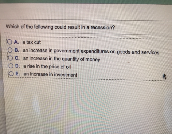 Solved Which of the following could result in a recession? | Chegg.com