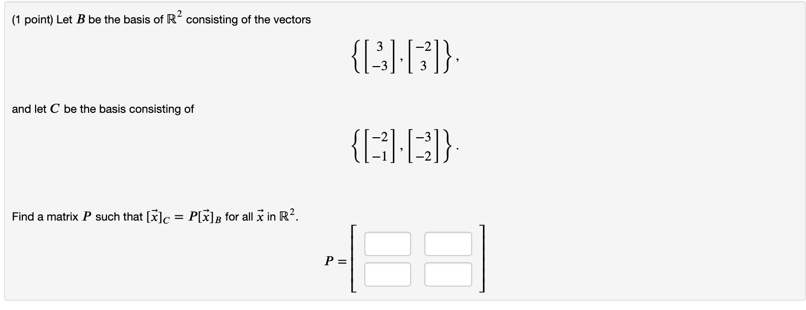 Solved (1 Point) Let B1 = And B2 = The Set B= { 61,62} Is A | Chegg.com