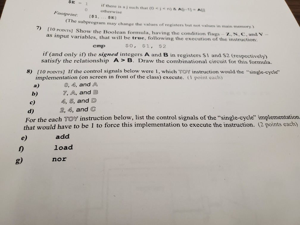 Solved 7 E 1 1 J 0 B Draw Combinational Circuit Formula B 8 110 Points Control Signals 1 Toy Inst Q Coursehigh Grades