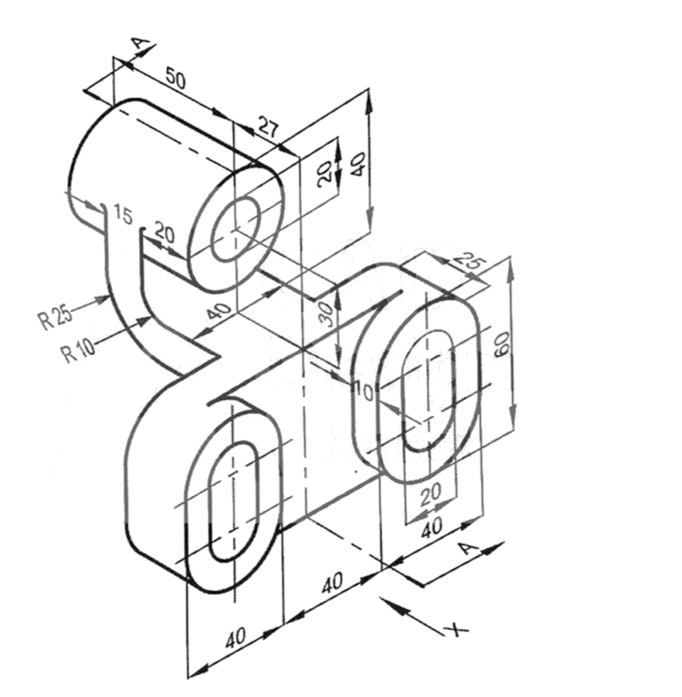 Solved draw the elevation, the left side and the plan view | Chegg.com