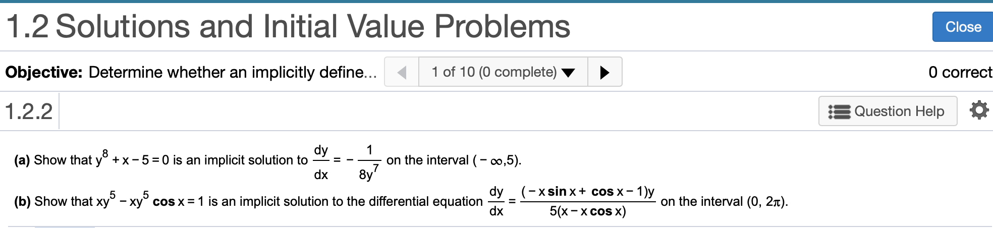 Solved 1 2 Solutions And Initial Value Problems Close Chegg