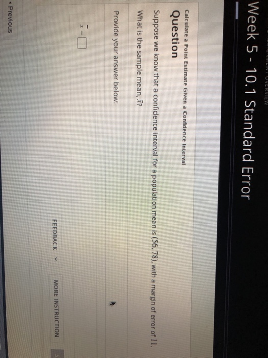 Solved Week 5 10.1 Standard Error Calculate a Point