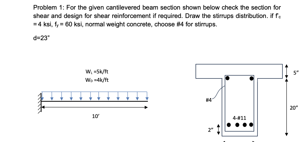 Solved Problem 1: For the given cantilevered beam section | Chegg.com