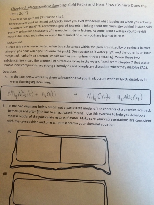 Solved nitive Exercise Cold Packs and Heat Flow ('Where