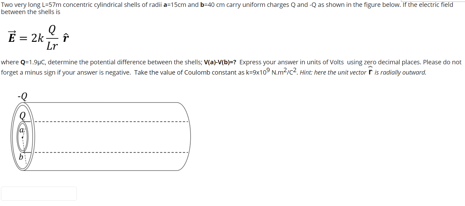 Solved Two Very Long L 57m Concentric Cylindrical Shells Of Chegg Com