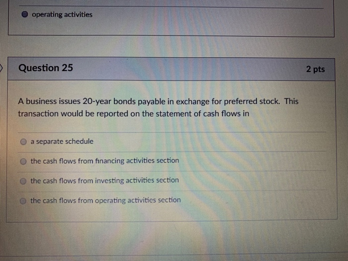 Solved O decrease by $27,000 Question 20 2 pts Which of the | Chegg.com