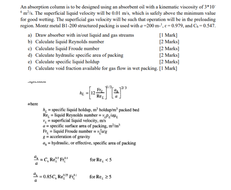 Solved An absorption column is to be designed using an | Chegg.com