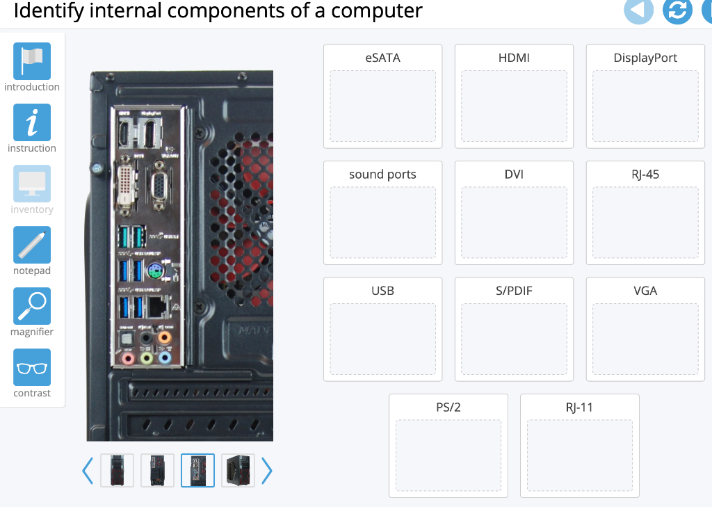 Solved Identify Internal Components Of A Computer ESATA HDMI | Chegg.com