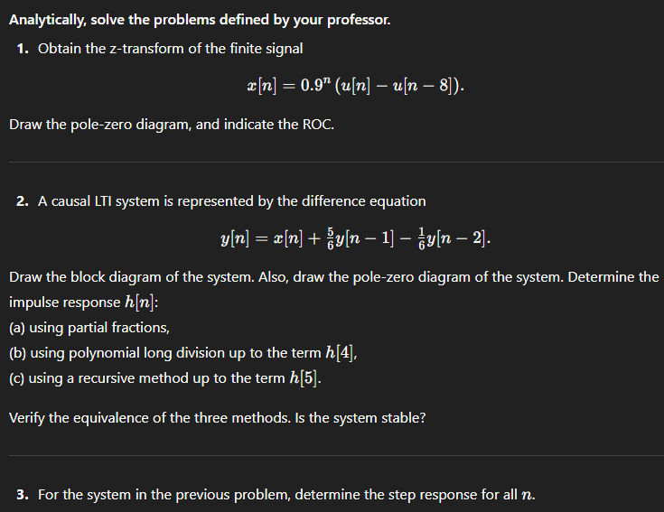 Solved Analytically, solve the problems defined by ﻿your | Chegg.com