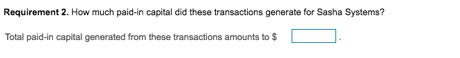 Solved Sasha Systems completed the following stock issuance | Chegg.com