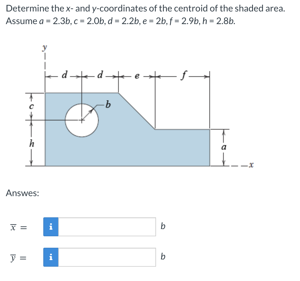 Solved Determine the x - ﻿and y-coordinates of the centroid | Chegg.com