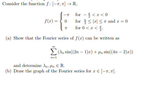 Solved Consider the function f : (-7,7] →R, - for - { | Chegg.com