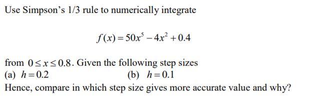 Solved Use Trapezoidal Rule To Numerically Integrate | Chegg.com