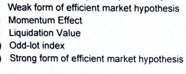 Solved Weak form of efficient market hypothesis Momentum | Chegg.com