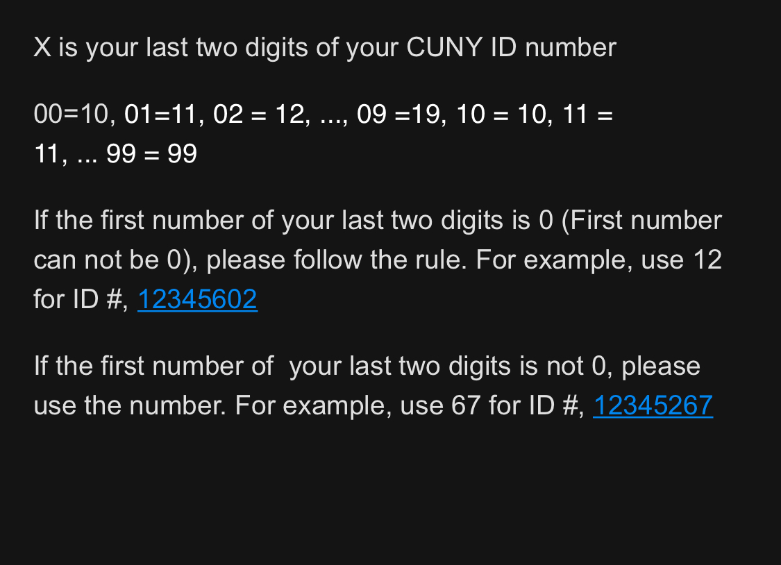 Solved X is your last two digits of your CUNY ID number | Chegg.com