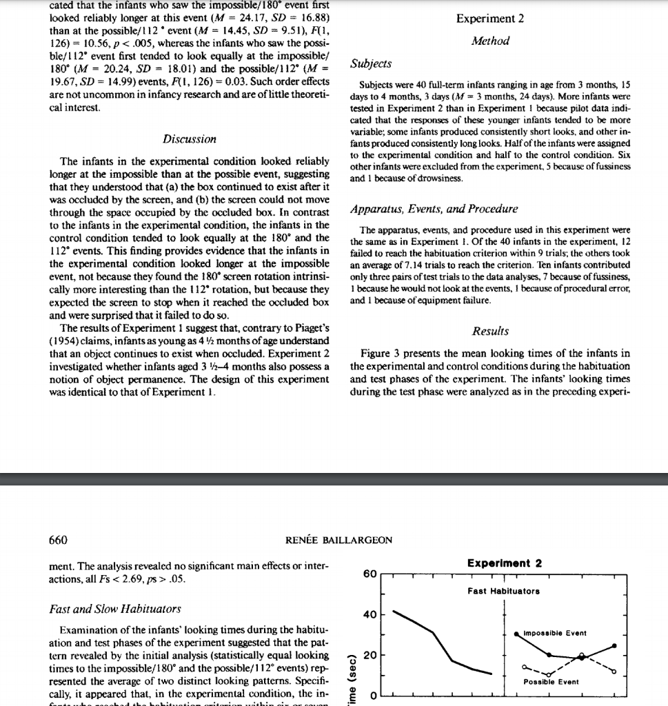 Developmental Psychology Baillargeon 1987 Object Chegg