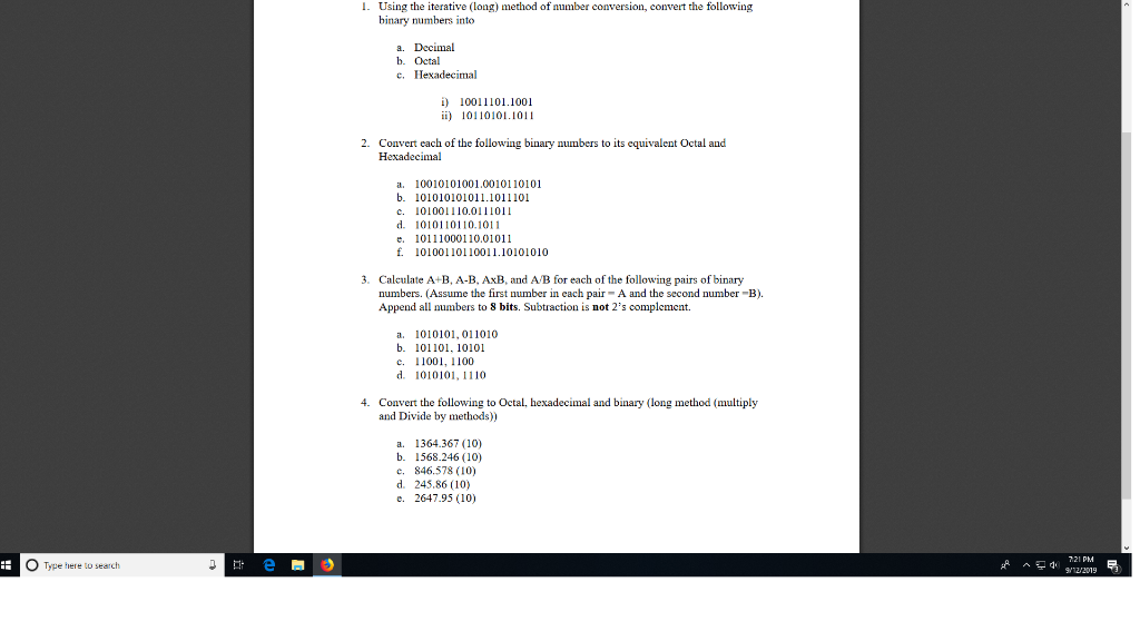 Solved 1 Using The Iterative Long Method Of Number Con Method Of Number Con