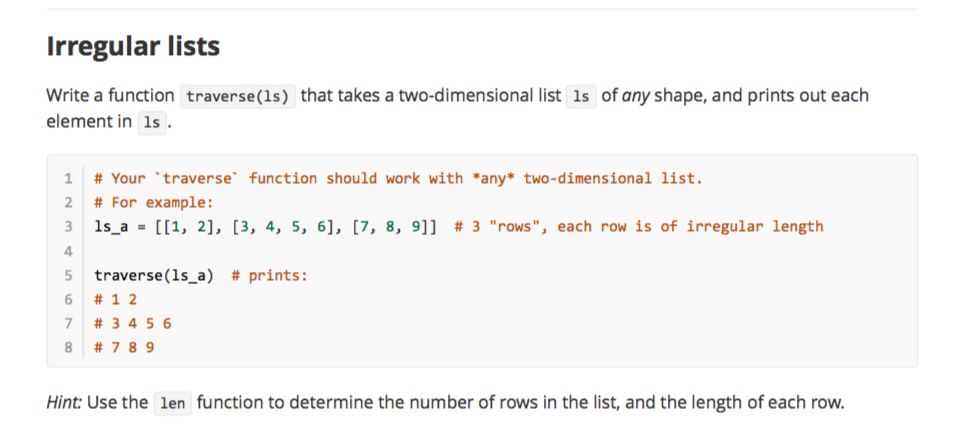 Solved Irregular lists Write a function traverse(ls) that | Chegg.com