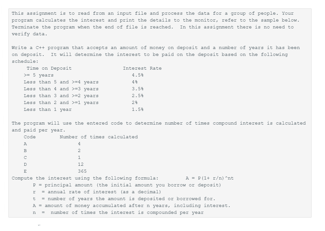 Solved This assignment is to read from an input file and | Chegg.com