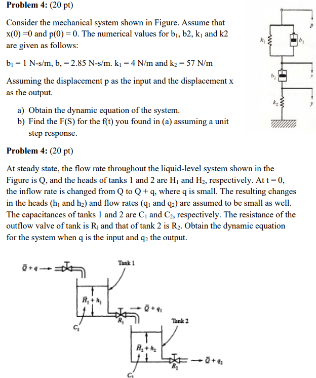 Solved Problem 4: (20 ﻿pt)Consider The Mechanical System | Chegg.com