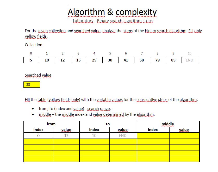 Solved Algorithm \& Complexity Laboratory - Binary Search | Chegg.com