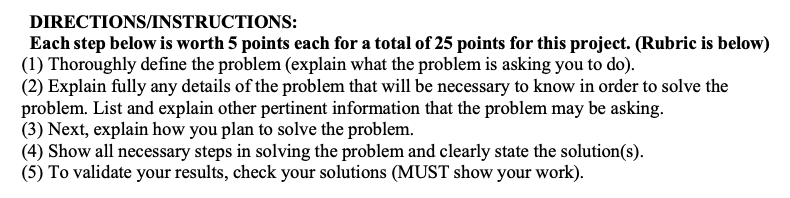 Solved DIRECTIONS/INSTRUCTIONS: Each step below is worth 5 | Chegg.com