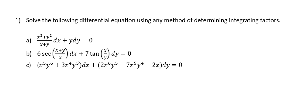 Solved 1) Solve the following differential equation using | Chegg.com