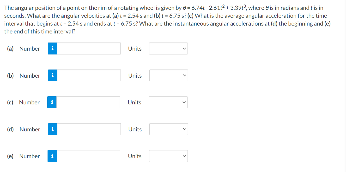 Solved The angular position of a point on the rim of a | Chegg.com