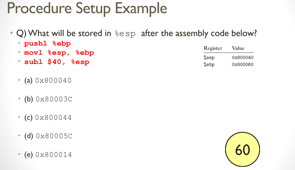 Solved Procedure Setup Example Q) What will be stored in | Chegg.com
