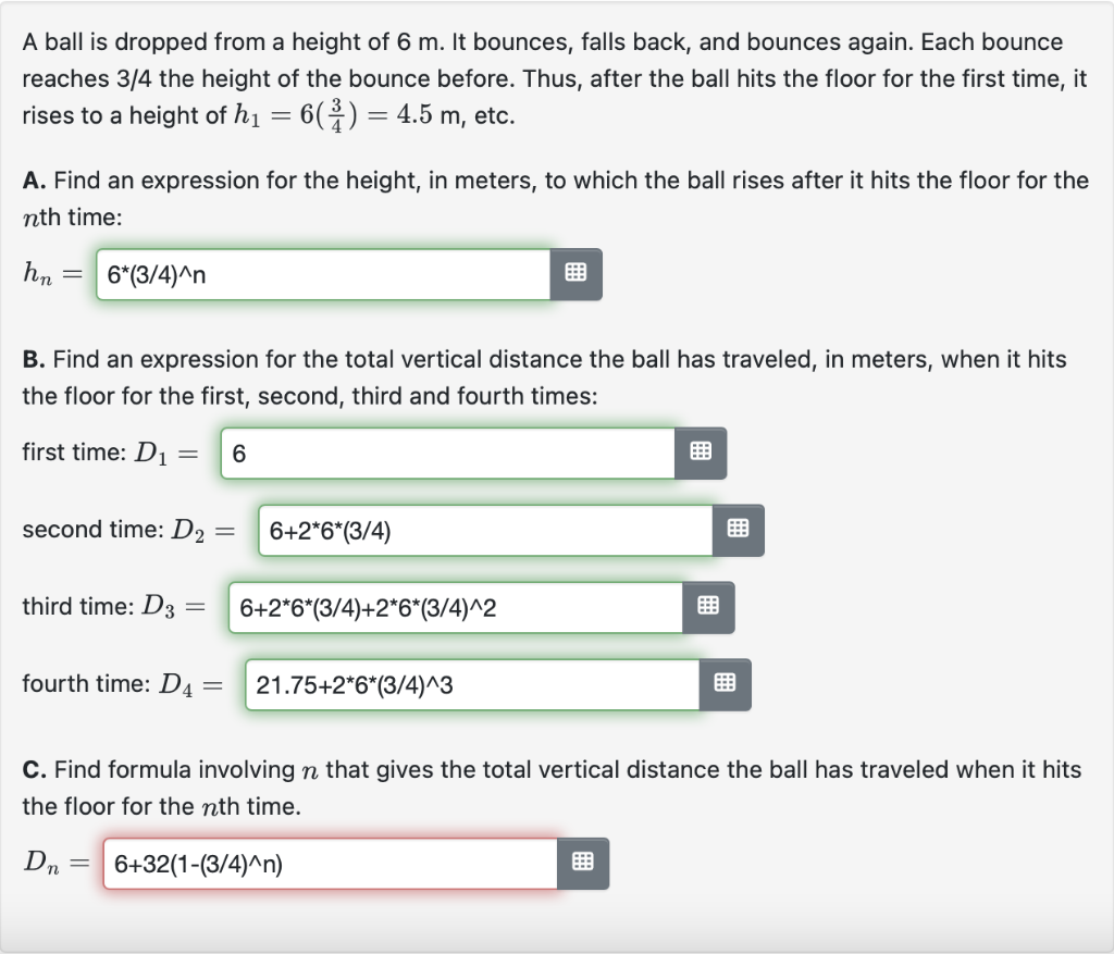 Solved rises to a height of h1=6(43)=4.5 m, etc. A. Find an | Chegg.com