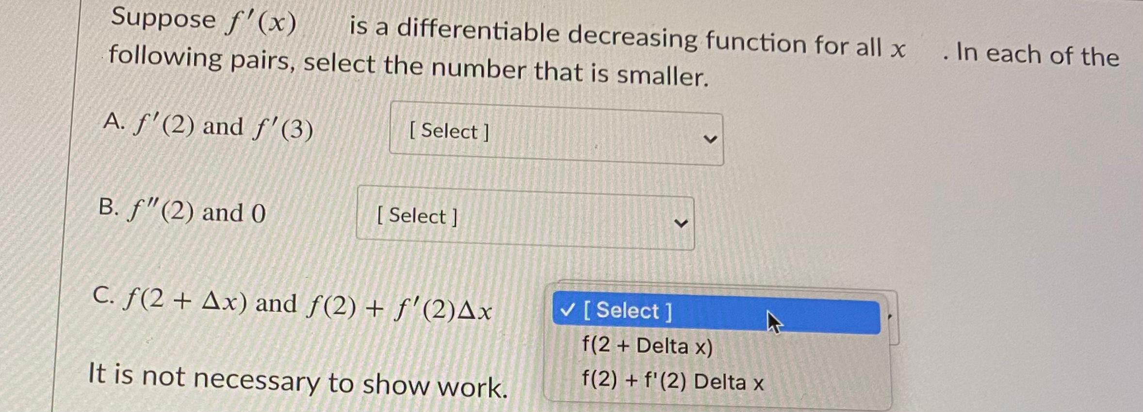 Solved Suppose f'(x) is a differentiable decreasing function | Chegg.com