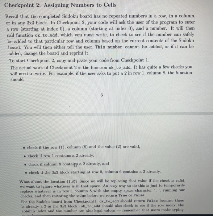Solved Checkpoint 2 Assigning Numbers To Cells Recall That Chegg