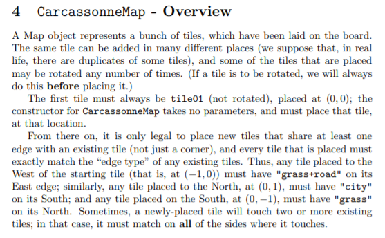 Solved 4 CarcassonneMap - Overview A Map object represents a | Chegg.com