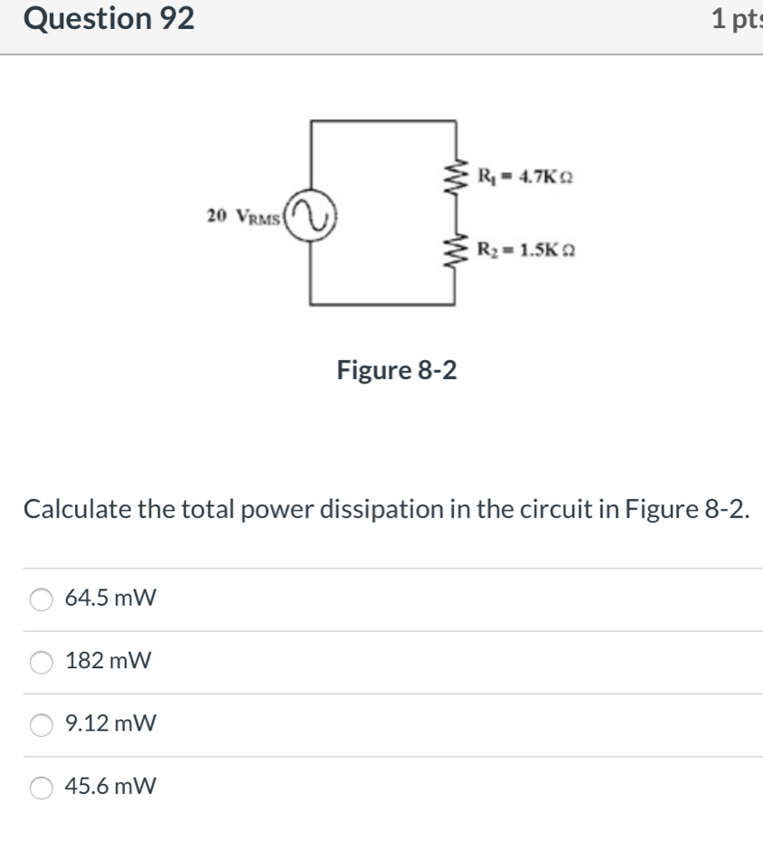 Solved Calculate The Total Power Dissipation In The Circuit | Chegg.com