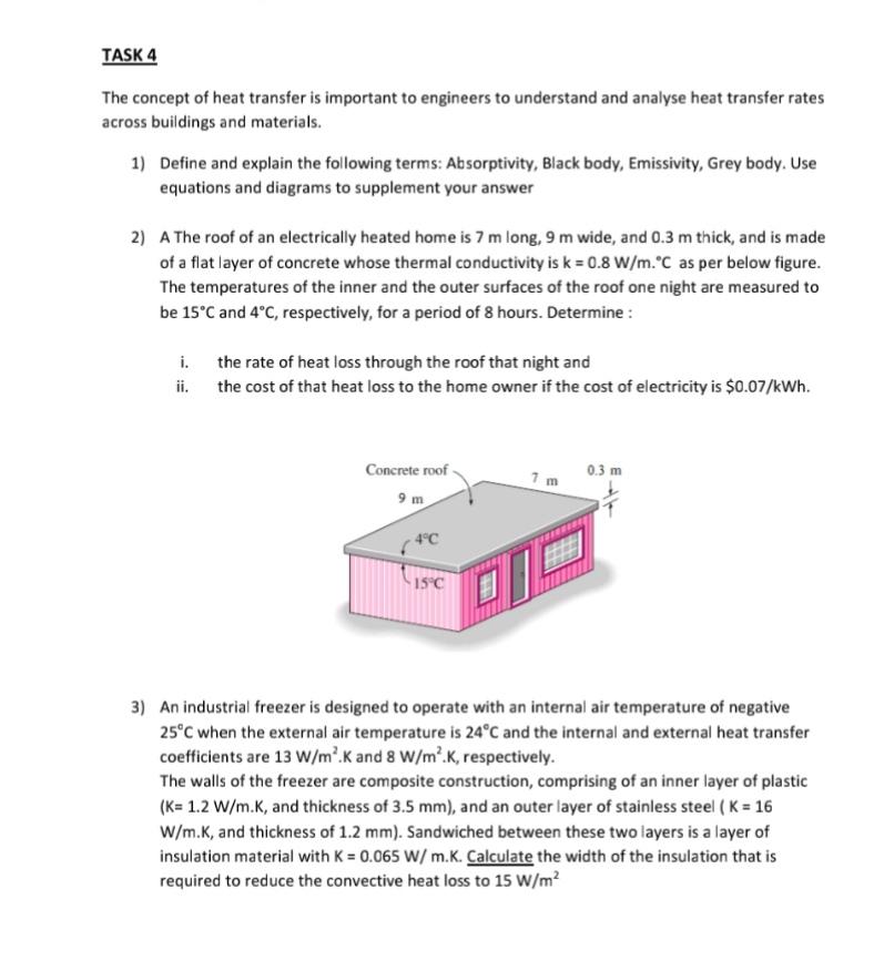 Solved TASK 4 The concept of heat transfer is important to | Chegg.com