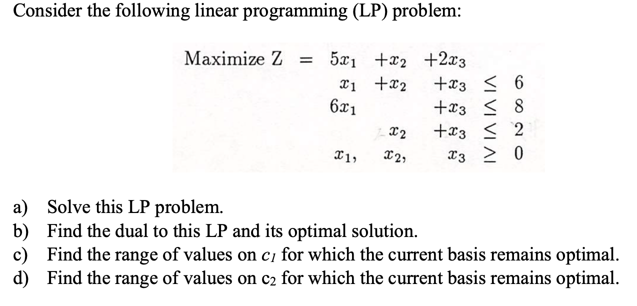 Solved Consider the following linear programming (LP) | Chegg.com