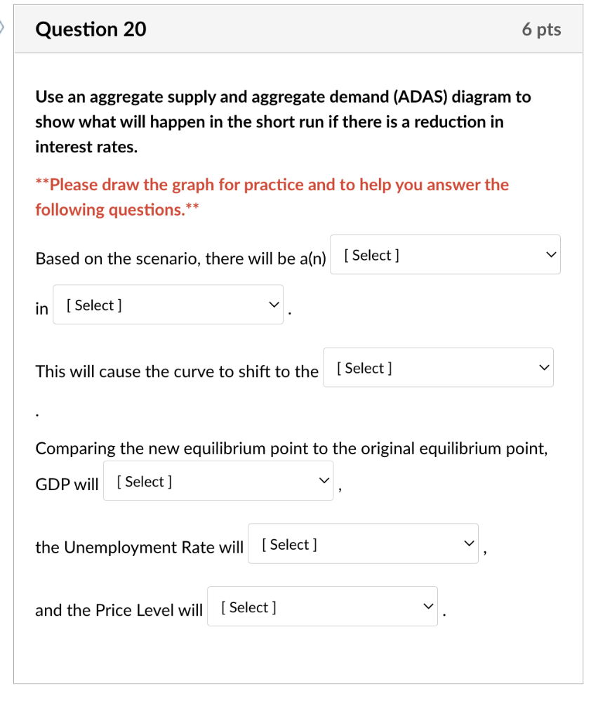 Solved Possible Answers: 1. Increase / Decrease 2. AD / | Chegg.com