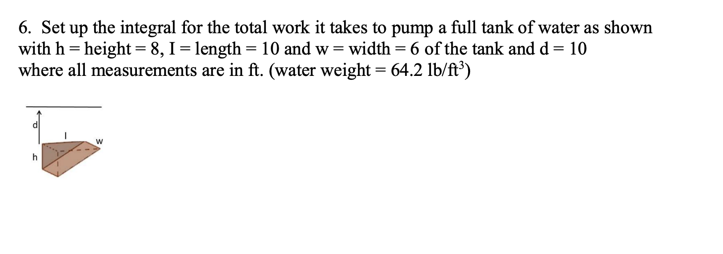 Solved 6. Set up the integral for the total work it takes to | Chegg.com