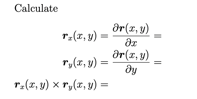 Calculate rx(x, y) ry(x, y) = rx(x, y) × ry(x, y) = = Ər(x, y) əx Ər(x, y) ду