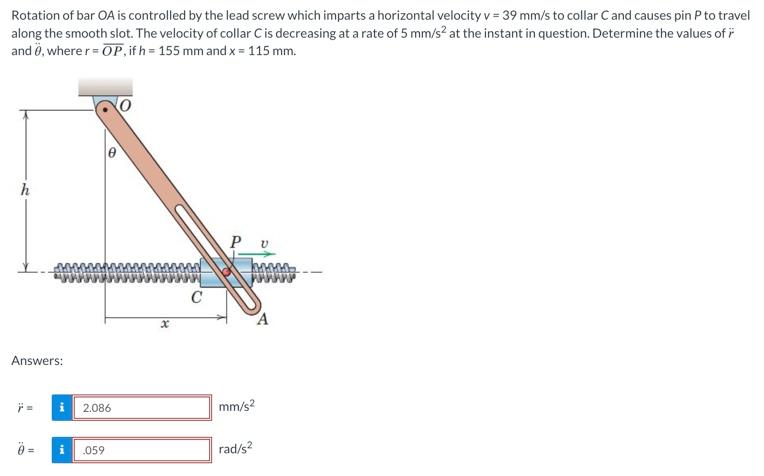 Solved Rotation Of Bar OA Is Controlled By The Lead Screw | Chegg.com