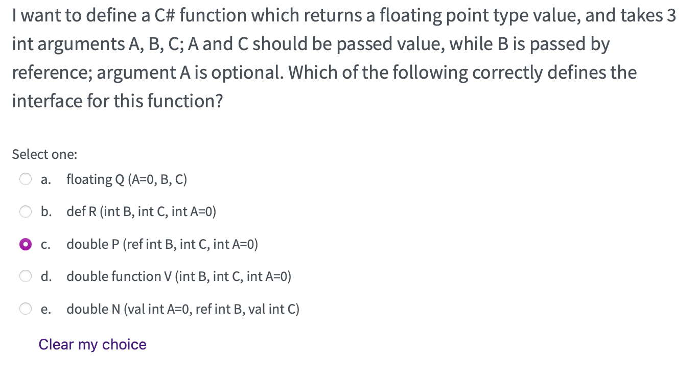 Solved I want to define a C\# function which returns a | Chegg.com