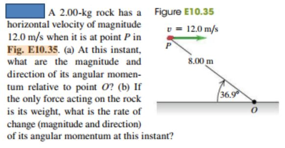 Solved A 2.00-kg rock has a Figure E10.35 horizontal | Chegg.com