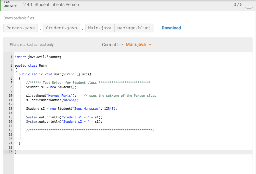 Solved 2.4 Student Inherits Person Finish the definition of | Chegg.com