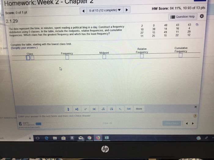 Solved Week 2- Chaptel Homework: Score: 0 of 1 pt 2.1.29 The | Chegg.com