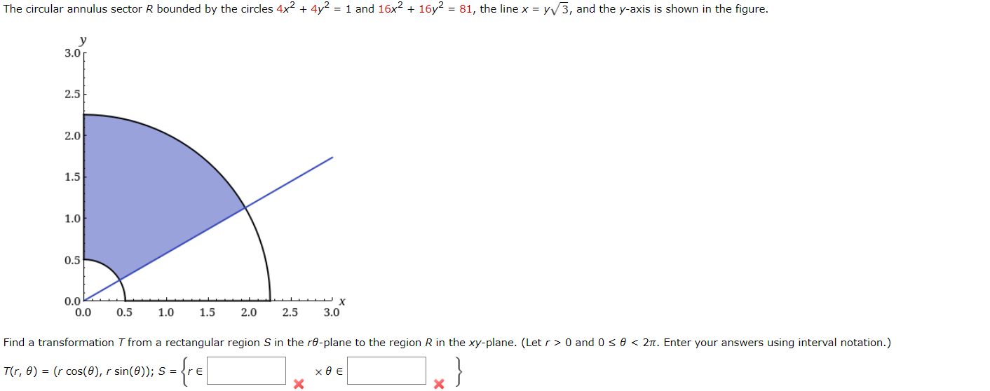 Solved The circular annulus sector R bounded by the circles | Chegg.com
